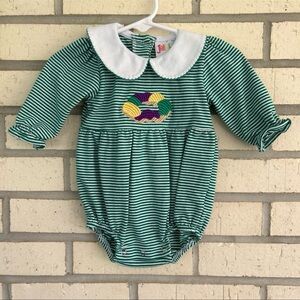 JellyBean Mardi Gras Striped Romper
